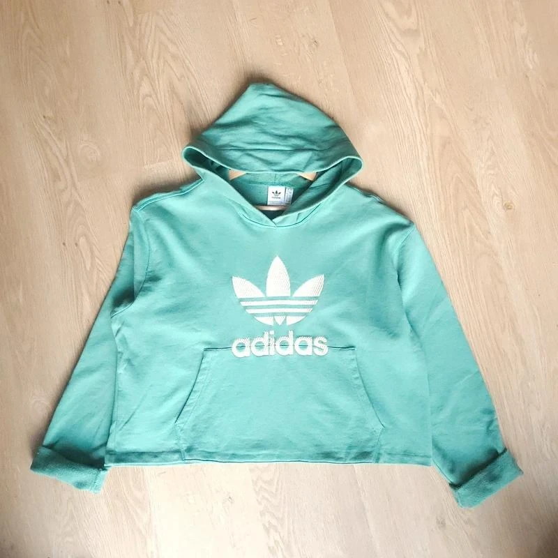 adidas originals sweat à capuche vert court pas crop